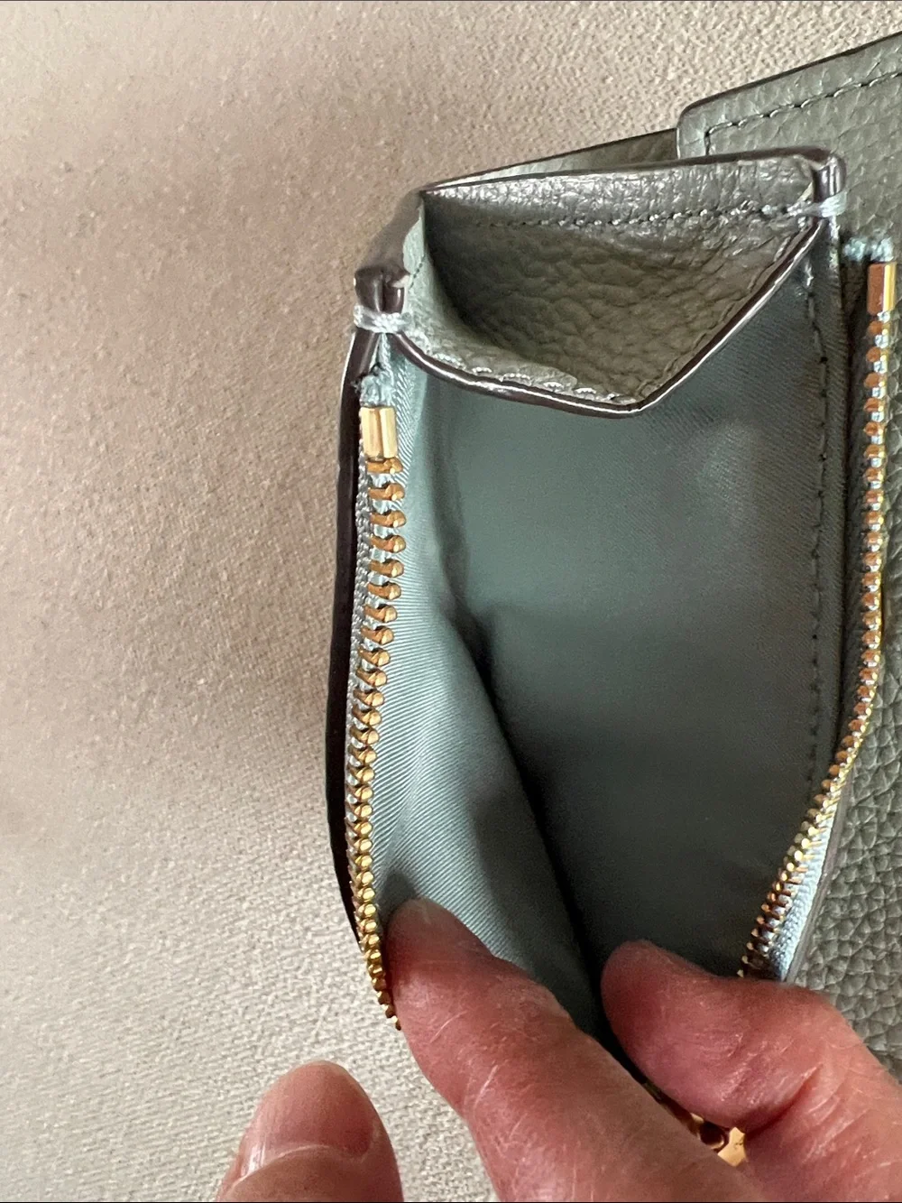 Tory Burch Pebbled Leather Miller Medium Flap Wallet in Blue Celadon - Picture 9 of 11